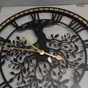Micasso 24 in Large Tree of Life Wall Clock, Metal Black Modern Wall Clock with Solid Wood Frame, Oversized Non-Ticking Battery Operated Silent Clock for Office,Living Room,Kitchen. (24*24 Inch)