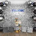 COKAOBE ProBlack Series Shimmer Wall Backdrop 48 Pcs, Silver Square Sequin Glitter Backdrop Panel, Black Back Not See-Through Design, Perfect for Birthday Graduation Wedding and Party Decoration