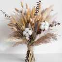 Natural Dried Flower Bouquet - Pampas Grass, Cotton Stems, Bunny Tails, Eucalyptus, Lavender & Wheat - Rustic Boho Decor for Home, Fall Decorations for Home, Wedding, or Gift