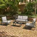 EAST OAK 4-Piece Patio Furniture Set, Outdoor Patio Set, 4.7inch Removable & Washable Deep Seating Cushion, 2024 Upgrade Outside Conversation Sets, Dark Grey & Griege