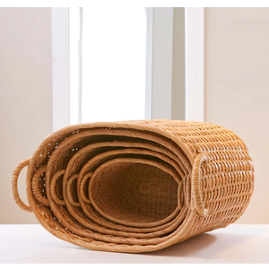 OVAL RATTAN STORAGE BASKETS, Set Of 5
