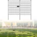 No Dig Fence Gate Tall Dog Fence Outdoor for Yard Garden Fencing, Fence Panels for Dog Animal Barrier, Arched Flower Bed Edging Ornamental Wire Border (5 Panels - 36 in(H) X 10 ft(L) - with Gate)