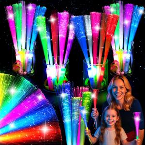 LovesTown 24PCS Glow Sticks Party Supplies, 3 Modes Colorful Flashing Glow in the Dark Toys LED Light Up Sticks Fiber Optic Wand for Kids Party Favors Birthday Wedding