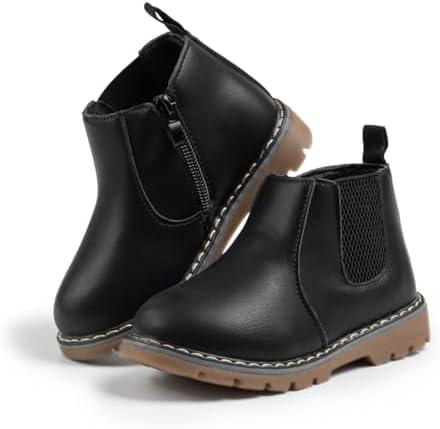 Zoolar Boys Girls High Top Combat Ankle Boots Kids Waterproof PU Leather Fall Boots Winter Warm Snow Outdoor Hiking Shoes Toddler Non Slip Texture Soft Durable Walking Boot 27