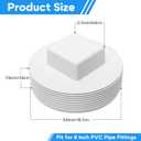 6" PVC Sewer Cleanout Plug Pipe Fitting, DWV Male Adapter Plug, Flush Sewer Cleanout Cap for Drainage Piping System