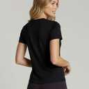 Real Essentials 5 Pack: Women's Short Sleeve Breeze Tech V-Neck T Shirt Workout Top Wicking Dry Fit Athletic Tee (Plus) XS