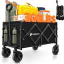 Originsure Collapsible Wagon Cart Foldable - Lightweight Portable Heavy Duty Folding Beach Wagons with Wheels - Outdoor Utility Carts for Grocery, Shopping, Camping, Sports with Large Capacity - Black