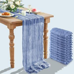 Cheesecloth Table Runner,TISEMENT 35''x 120'' Wrinkled Gauze Cheese Cloth Table Runner Boho ,Romantic Centerpieces for Tables ,Versatile Tablecloth for Wedding/ Party Decorations