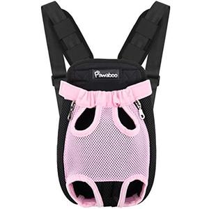 Pawaboo Pet Carrier Backpack, Adjustable Pet Front Cat Dog Carrier Backpack Travel Bag, Legs Out, Easy-Fit for Traveling Hiking Camping for Small Medium Dogs Cats Puppies, Medium, Pink