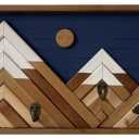 24x10 Wooden Wall Decor Mountain With Metal Hooks