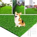LOOBANI Realistic Artificial Grass Rug Indoor Outdoor, Dog Grass Mat with Drainage Holes and Replacement Artificial Grass Turf, Fake Grass for Garden Lawn Landscape Balcony Decoration, 4 Feet x 6 Feet