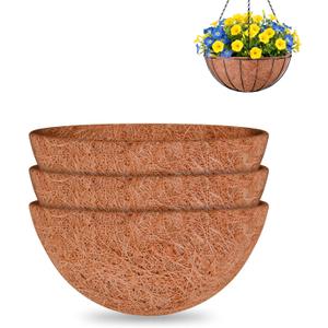 Halatool 3PCS 14 Inch Coco Liners for Hanging Baskets Round Hanging Basket Liners 100% Natural Coconut Husk Liner for Planters for Flowers Vegetables Indoor Outdoor Plants