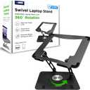 Uncaged Ergonomics Swivel Laptop Stand for Desk, Adjustable Computer iPad Stand for Desk w/ 360 Rotation, Portable Laptop Holder for Home Office Ergonomic Supplies (Black)