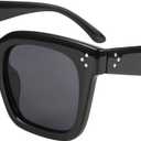 FEISEDY Vintage Women Butterfly Sunglasses Designer Luxury Square Gradient Sun Glasses Shades B2486 (Black)