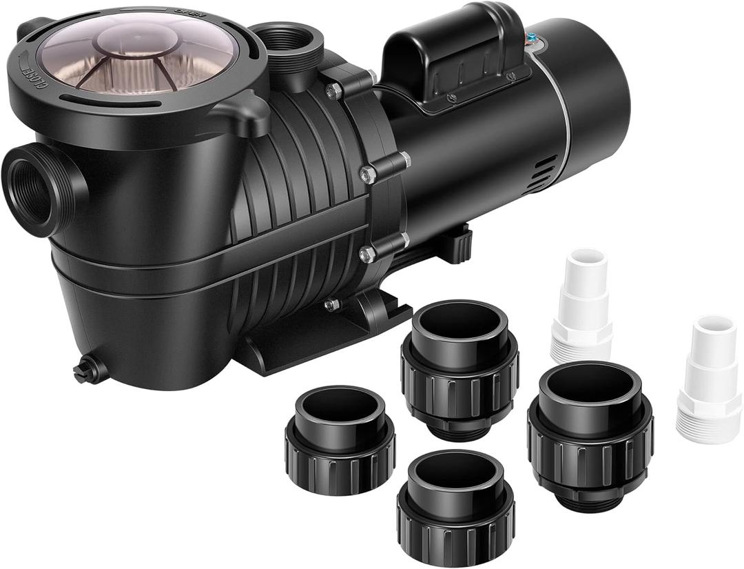 VIVOHOME 2.0 HP Self-Priming In-Ground Swimming Pool Pump Dual Speed 2" 1.5" and 1.25'' Inlet/Outlet 230V Energy Saving w/Strainer Basket Black