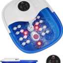 Collapsible Foot Spa Bath with Heat, Remote Control & 16 Massage Rollers, Fast Heating Pedicure Tub for Relaxing Tired Feet, Foot Soaker with Surf & Red Light, Fits Men Size 12 (Royal Blue)