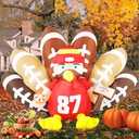 Gardwin 8ft Long Football Party Decorations Blow up Turkey No.87, Thanksgiving Football Turkey Inflatable,Football Mascot Inflatables with Built-in LED Lights for Outdoor Garden Lawn Decor