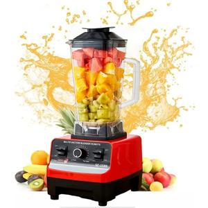 Professional Countertop 4500W Heavy-Duty Commercial Blender with Copper Motor, 2L BPA-Free Jar, Variable Speed & Pulse, Ice Crusher Smoothie Maker for Shakes, Frozen Drinks, Hot Soup  Red/Black