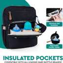 SKOPS Multifunctional Diaper Bag Backpack  Large Capacity Travel Baby Bag with Changing Pad and Insulated Pockets  Waterproof Maternity Baby Bag for Boys Girls with Stroller Straps & Pacifier Case (Black)