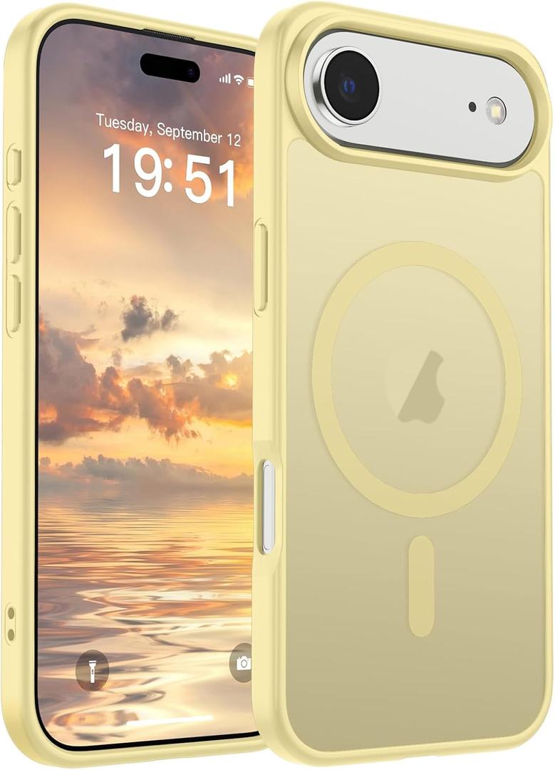 SUPFINE Magnetic for iPhone Air Case (Compatible with MagSafe)(Military Grade Drop Protection) Slim Translucent Matte Shockproof with Anti-Fingerprint Phone Cover for 17 Air,Buttercream Yellow