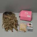 LEEONS Ombre Ash Blonde Wig for Women - 16 Inch Medium Length Wavy, Heat Resistant Synthetic Hair, Middle Part, Adjustable Bands, Natural Looking for Daily/Party/Halloween