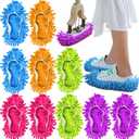 10 Pieces Microfiber Mop Slippers Shoes Cover Soft Washable Reusable Floor Polishing Dust Dirt Hair Men Women Sweeper Cleaning Mop Tool for House Office Bathroom Kitchen, Multicolored 5 Pairs