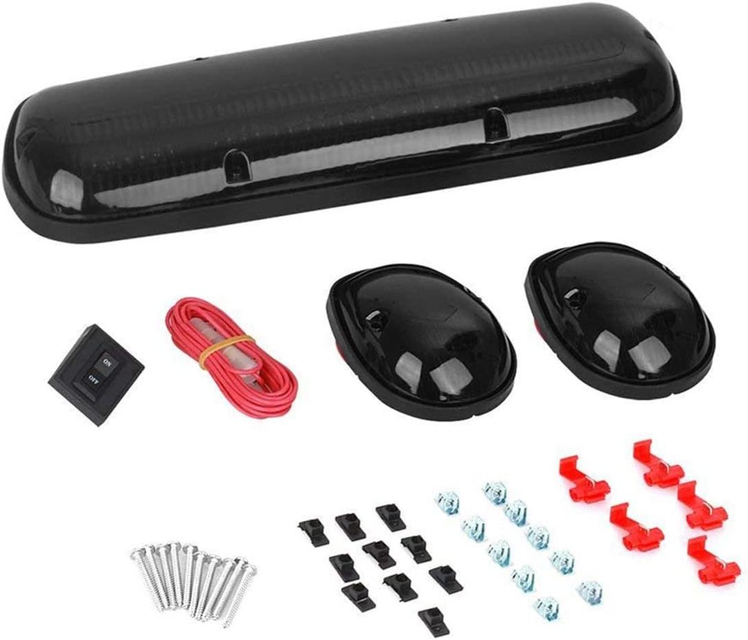 NPAUTO 3pcs Smoked Cab Marker Lights White 30 LED Roof Top Running Lights w/Wiring Pack Replacement for 2002-2007 Chevy Silverado GMC Sierra 1500 1500HD 2500 2500HD 3500 Truck