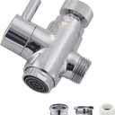 Brass Diverter Valve with Aerator, 3 Way Splitter with Male Thread Adapter, 360 Swivel Faucet Adapter for Sink Hose Attachment, Bathroom/Kitchen Faucet Connector (Chrome)