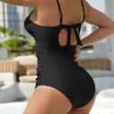 Eomenie Women's Push Up Wrap Front Swimsuit One Piece Tummy Control Bathing Suit L
