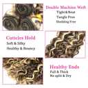 Highlight Human Hair Bundles Honey Blonde Deep Wave Bundles Ombre Brown Human Hair Bundles 16 18 20 Inch 8A Remy Virgin Hair 3 Bundles P4/613 Deep Wave Bundles Human Hair Extensions