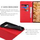 for Google Pixel 8 Wallet Case Genuine Leather with Card Holder Flip Folio Phone Cover with Credit Card Slots-Red