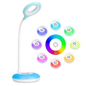 mafiti LED Desk Lamp Cordless Rechargeable Battery Operated Table Light Adjustable Gooseneck Dimmable Touch Control Color Changing RGB Eye-Caring Base Night Light for Kids with USB Charging Cable