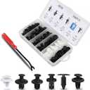 100 PCS Car Bumper Retainer Clips, 6.3mm 8mm 9mm 10mm Nylon Fasteners Rivet, Screws Replacement Kit with Remover Tool, Car Universal Snap Clips (Black & White)
