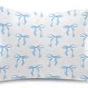 Blueangle Blue Ribbon Bow Satin Pillowcase for Hair and Skin Silk Pillowcase, Standard Size(20x26 inches) - Satin Pillow Covers with Envelope Closure