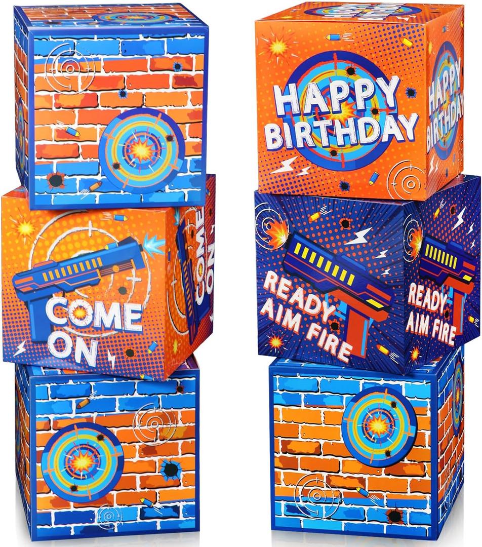 MotiMind 6 Pack Dart Battle Birthday Boxes 12 Inch Backdrop Birthday Party Decoration Dart Theme Party Photo Background