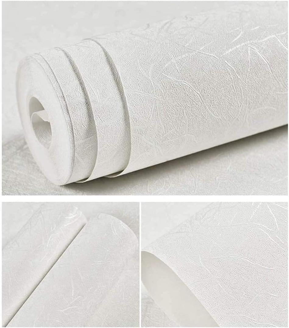 Abyssaly White Wallpaper Peel and Stick 15.7" X 393.7" Silk Textured Contact Paper for Cabinets Bearoom Self Adhesive Removable Girl Wall Covering Waterproof Vinyl Wallpaper