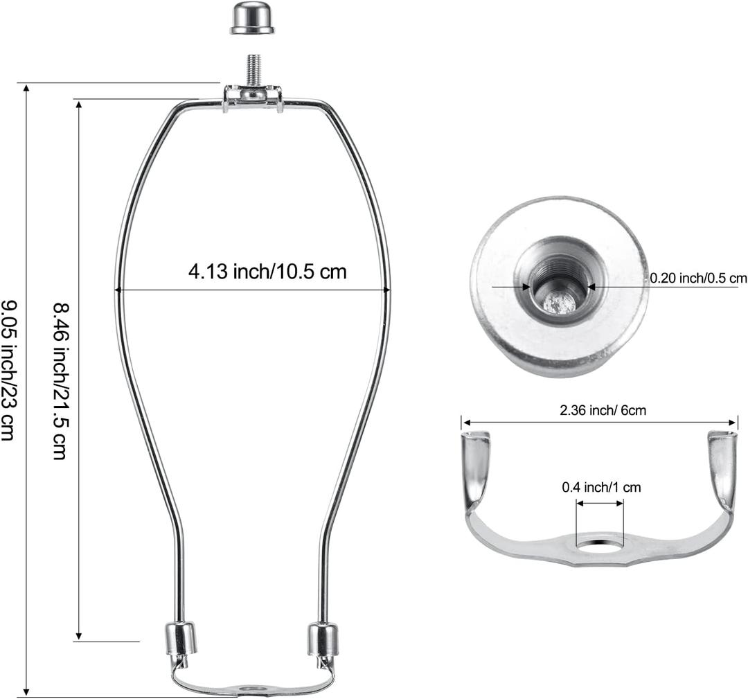 9 Inch Nickel Lamp Harp Holder Kit with Finial and Detachable Saddle Base, Light Duty, Saangseon  DIY Lighting Accessories Horn Frame Lampshade Bracket