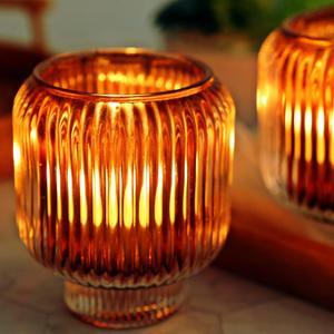 Woho Votive Candle Holders for Wedding Centerpieces, Tealight Candle Holder Set of 2, Glass Votive Candle Holder Bulk for Home Decor(Brown, 3.5'' Tall 3.1'' Diameter)