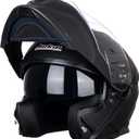 Full Face Motorcycle Helmet Dual Visor Sun Shield Flip up Modular Motocross DOT Approved Helmets (Matte Black, M)