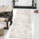 Art&Tuft Runner Rug 2'6x8' - Anti-Slip Backing Abstract Hallway Rug, Stain Resistant Kitchen Rugs, Foldable Machine Washable Area Rug 2.6x8, Beige (2'6" x 8' (Runner), Tpr53-beige)