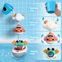 iPlay, iLearn Baby Bath Toy for Toddlers 1-3, Kids Bathtub Water Toy Set 6 8 9 12 Month W/ Shower Cup, Crab, Bird, Cloud & Wind Up Boat, Infant Fun Summer Pool Birthday Gift 2 3 4 Year Old Boys Girls