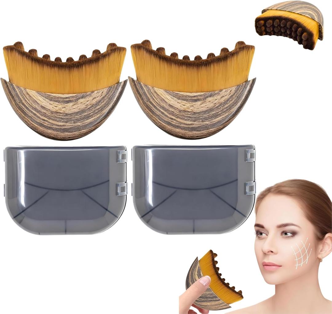 2 PCS Lymphatic Contour Face Brush, Contour Face Brush for Lymphatic Drainage,Ergonomically Designed to Fit The Skin Precisely,Improves Skin Glow & Absorption