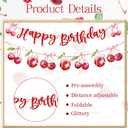 2 x Cherry Birthday Party Decorations - Cherry Themed Banners Decoration Pink Bow Fruit Cake Topper Decor Supplies for Girls Women