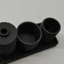 Black Bathroom Accessories Set 4 Pcs - Toothbrush Holder,Lotion Soap Dispenser,Qtip Holder Dispenser,Vanity Tray for Countertop Vanity Organizer,Bathroom Accessory Set