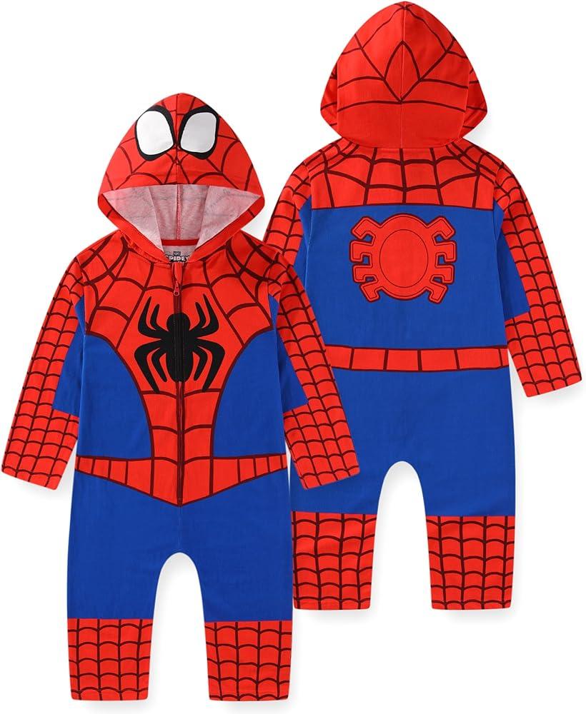 Marvel Spider-Man Boys Cosplay Hooded Coverall for Toddler, Size 3T
