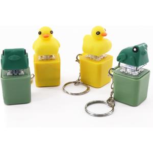 4 Pcs Croaking Frog and Quacking Duck Keyboard,Keyboard Fidget Toy Keychain,Duck Frog Fidget Clicker Keychain,for Men and Women Relief Anxiety Stress Bags Key Decoration(Green&Yellow)