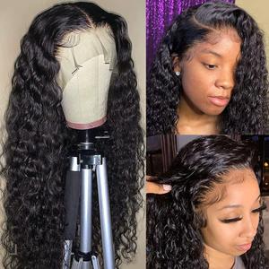 13x4 HD Transparent Lace Front Wigs Human Hair Pre Plucked Hairline with Baby Hair 200 Density Brazilian Water Wave Wigs for Black Women(20 Inch)