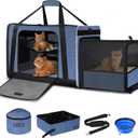 Petskd Extra Large Pet Carrier with Wheels for Large Cat or Medium Dog, 24" X 17" X 15" Soft-Sided Rolling Dog Cat Carrier for Indoor and Outdoor Uses, Support up to 40 Lbs, Blue