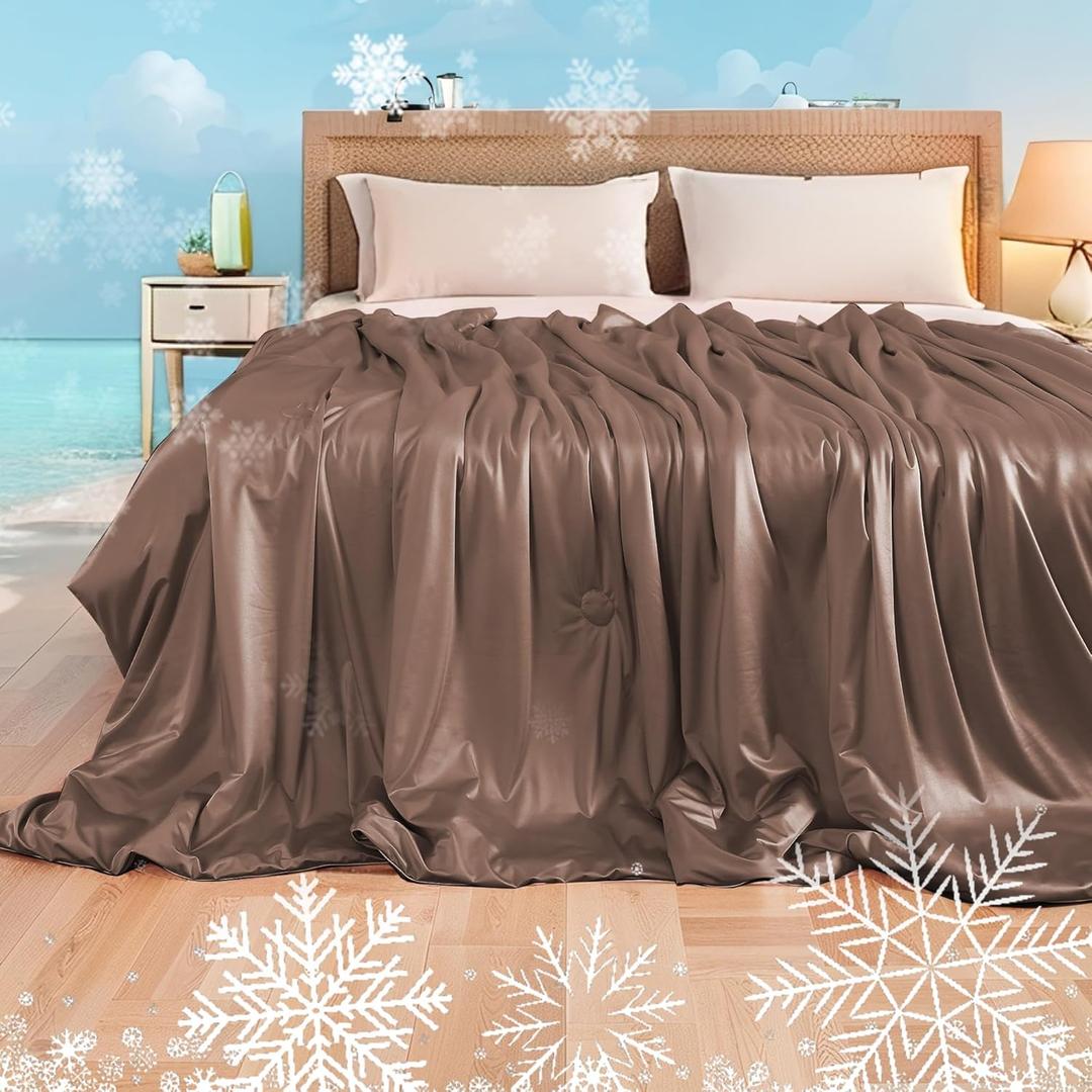 Cooling Comforter King Summer Blanket for Hot Sleepers, Silky-Soft & Cool Fiber, All-Season Comfort, Double-Sided Cold Blanket for Night Sweats, 90" x 108", Terracotta