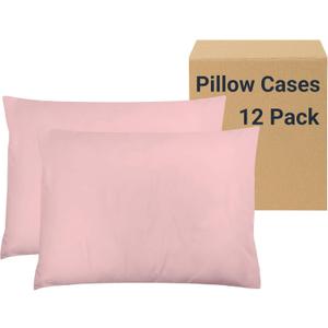 ZPECC Pillow Cases Standard Size Set of 12, 20x26 Envelope Closure Pillowcases, Soft Plain Brushed Microfiber Covers Hypoallergenic Breathable, Pink